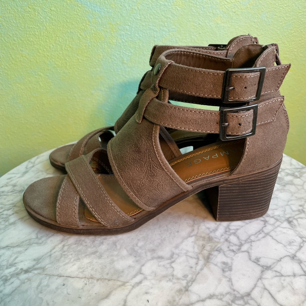 Rampage Embossed Taupe Sandals - Picture 3 of 8